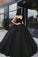 Black Tulle Ball Gown Prom Dresses with Plunging Sweetheart Corset