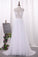 A Line Tulle Scoop With Applique And Slit Wedding Dresses