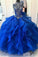 Organza Quinceanera Dresses Ball Gown High Neck Beaded Bodice