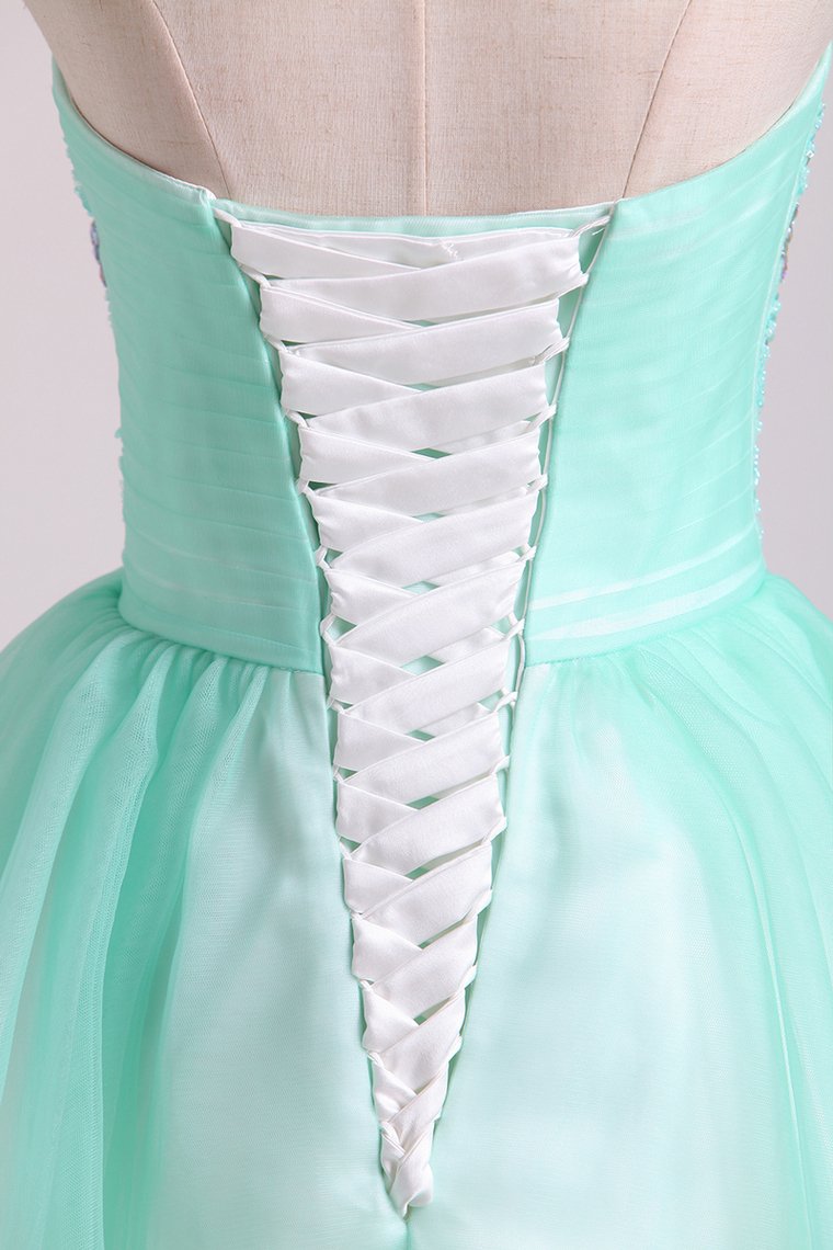A Line Sweetheart Homecoming Dresses Beaded Bodice Tulle