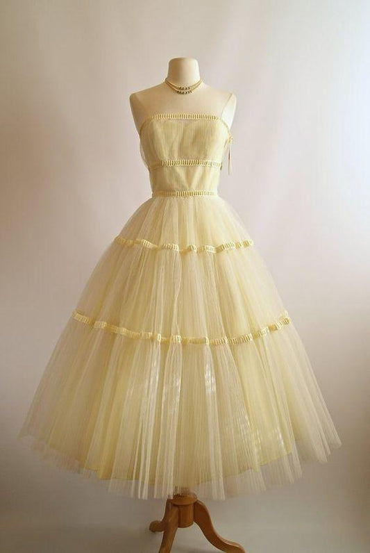 Vintage Harriet Homecoming Dresses Yellow Dress CD11152