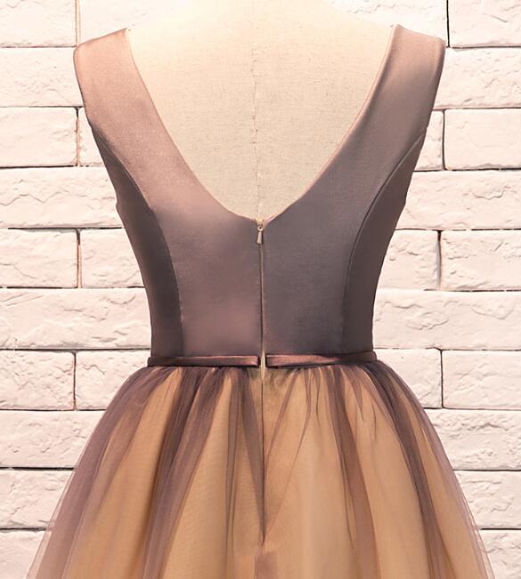 Cute Gradient Champagne Knee Length V-Neckline Party Homecoming Dresses Casey Dress Short CD12270