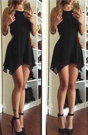 Black Dress Sexy Halter Party Dress Backless Dress For Summer Party Jackie Homecoming Dresses Chiffon CD1353