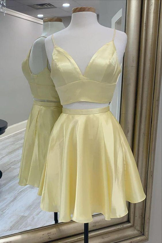 Yellow Tricia Homecoming Dresses Two Piece Short CD16272