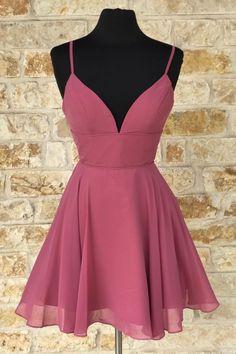 Yamilet Chiffon Homecoming Dresses Cute A-Line Short With Spaghetti Straps And Empire Waistline CD18665
