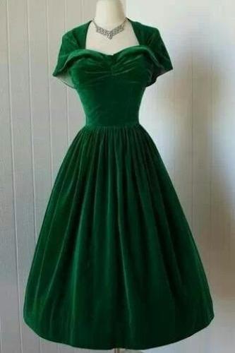 Vintage Green Velvet Gowns Mini Katrina Homecoming Dresses Short CD1898