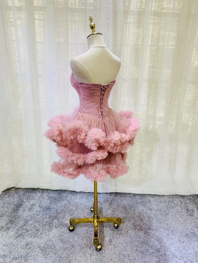 Lovely Cocktail Kaley Pink Homecoming Dresses Sweetheart Beaded Short Dress Party Dress CD21263