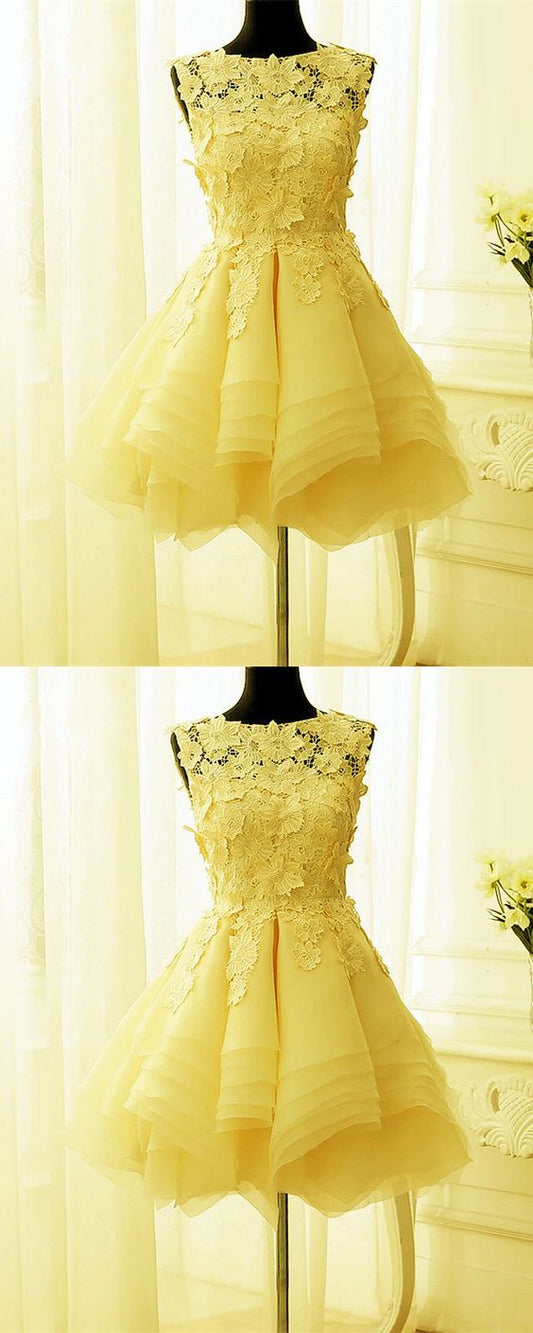 Yellow Short Dresses Semi Cocktail Maeve Homecoming Dresses Formal Dresses Short Dress CD2732