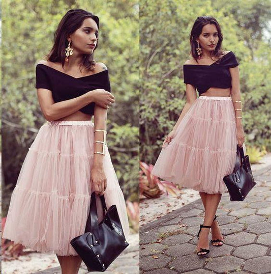 2 Pink Jordyn Homecoming Dresses Pieces Black Top Skirt