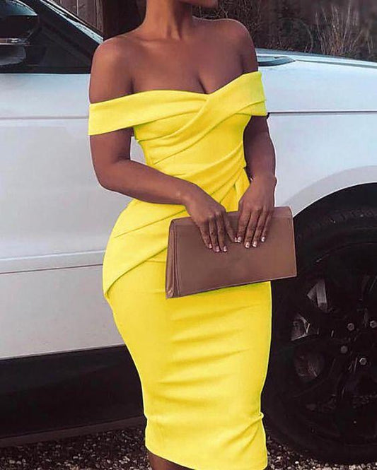 Yellow Selah Homecoming Dresses Short Off Shoulder CD4086