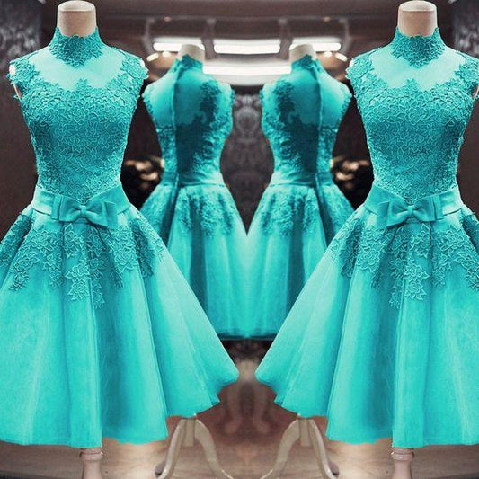 Vintage Homecoming Dresses Lace Chana 1950s High Neck Swing Dresses Short Party Dress CD4289