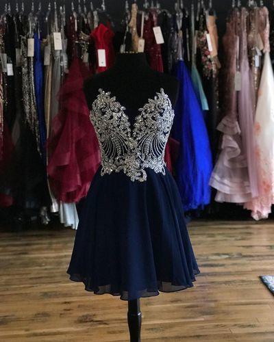 Sexy Straps Appliques Homecoming Dresses Charlie Chiffon Lace Short Party With Up Back CD4343