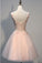 Blush Beaded Backless V-Neck Rosalind Cocktail Lace Pink Homecoming Dresses Sweet 16 Dress CD51