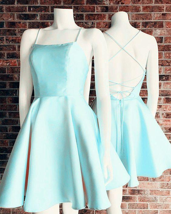 Baby Blue Cute Up Back Graduation Lace Micah Homecoming Dresses Dress For Semi Formal Occasion DG5201