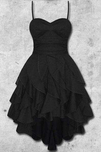 Black Izabelle Homecoming Dresses Chiffon Sweetheart A-Line Short Strapless Casual Dresses CD5241