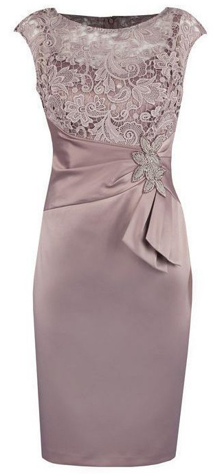 Sheath Grey Bateau Cap Sleeves Mother Of The Bride With Lace Homecoming Dresses Eliana Appliques CD820