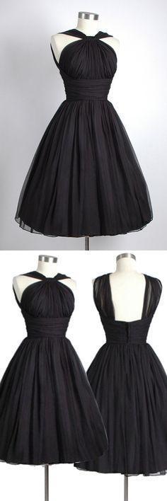 Vintage Knee-Length Sleeveless Homecoming Dresses Dayana Open Back Black CD9817