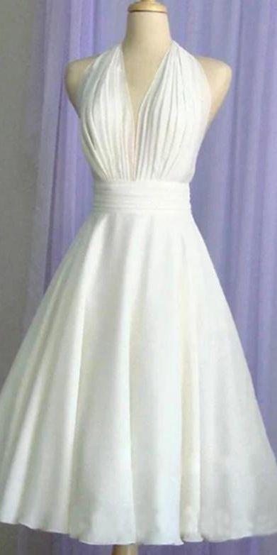 Vintage Halter Homecoming Dresses Amira A Line White Short With Ruffles CD9922