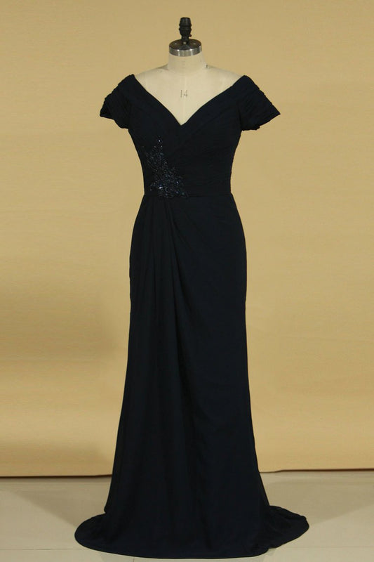 2024 New Arrival V Neck With Ruffles Mother Of The Bride Dresses A Line Chiffon