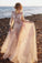 Scoop Long Sleeves Lace Prom Dresses A Line With Applique