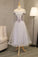 2024 Prom Dresses A Line Boat Neck Tulle With Applique And Handmade Flowers