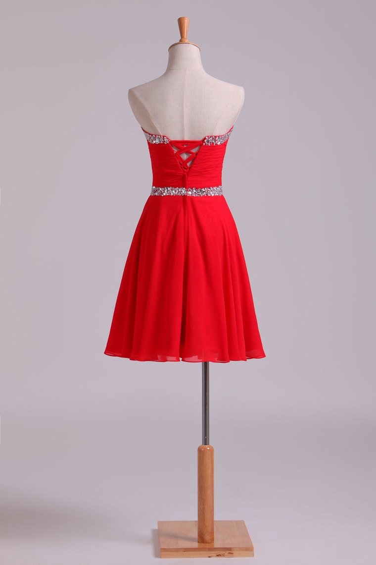 Beaded Sweetheart Neckline & Waistline Homecoming Dresses Mini