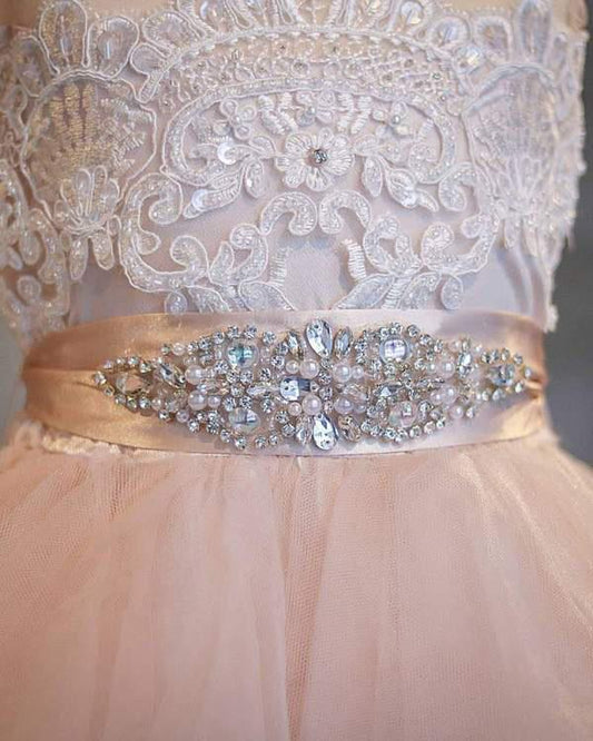 Blush Pink Flower Girl Dresses Cap Sleeve Asymmetric Tulle Lace Top Cute Dress for Kids JS99