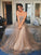 Sleeveless Paillette Tulle A-Line/Princess Straps Sweep/Brush Train Dresses