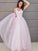 Sleeveless Applique A-Line/Princess V-neck Tulle Floor-Length Dresses