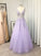 Tulle Beading V-neck A-Line/Princess Sleeveless Floor-Length Dresses
