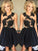 Lace A-Line/Princess Sleeveless Scoop Chiffon Short/Mini Dresses