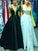 V-neck Sleeveless A-Line/Princess Floor-Length Ruffles Satin Dresses