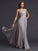 Pleats Sleeveless One-Shoulder A-Line/Princess Long Chiffon Dresses