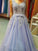 V-neck Sleeveless A-Line/Princess Floor-Length Applique Tulle Dresses