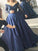 Long Beading Gown Sleeves Off-the-Shoulder Satin Ball Sweep/Brush Train Dresses