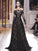 A-Line/Princess Sleeves Lace Off-the-Shoulder Long Sweep/Brush Train Dresses
