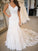 Trumpet/Mermaid Sleeveless Tulle V-neck Sweep/Brush Applique Train Wedding Dresses