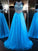 Jewel Sleeveless A-Line/Princess Sweep/Brush Train Beading Tulle Dresses