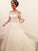Lace A-Line/Princess Train Sleeves Sweep/Brush Long Off-the-Shoulder Tulle Wedding Dresses