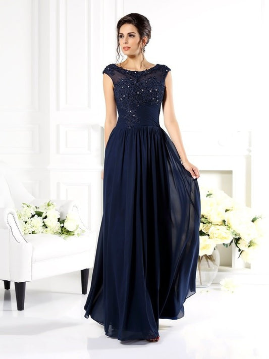 Beading A-Line/Princess of Chiffon Mother Scoop Long Sleeveless the Bride Dresses