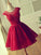 Lace Applique Short A-Line Jewel Cut With Red Homecoming Dresses