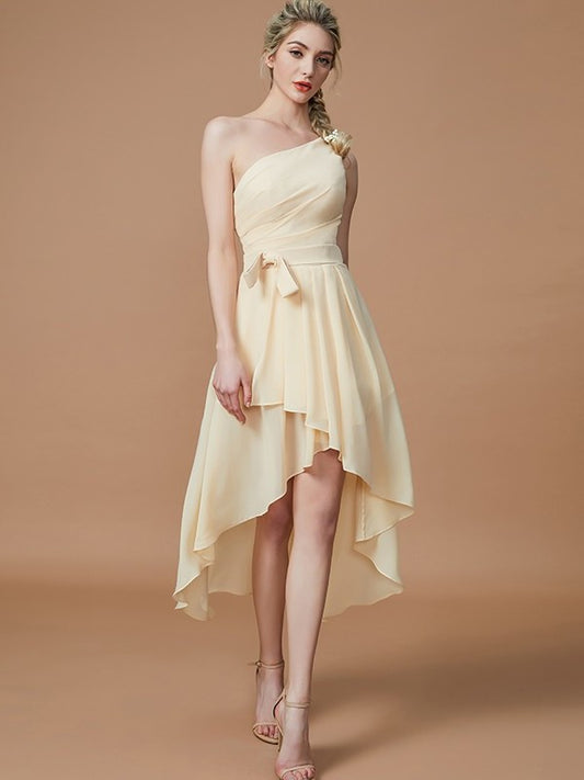 Sleeveless One-Shoulder Asymmetrical A-Line/Princess Layers Chiffon Bridesmaid Dresses