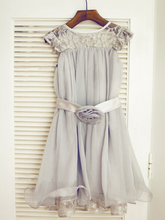 Scoop Lace Sleeveless A-line/Princess Long Chiffon Dresses