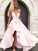 Sleeveless A-Line/Princess Ruffles V-neck Satin Asymmetrical Dresses