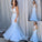 Trumpet/Mermaid V-neck Tulle Sleeveless Applique Floor-Length Dresses