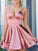 Satin Sleeveless Ruffles A-Line/Princess Spaghetti Straps Short/Mini Homecoming Dresses