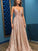 A-Line/Princess Spaghetti Straps Sleeveless Floor-Length Sequins Dresses