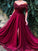 Sweep/Brush Sleeves Train A-Line/Princess Off-the-Shoulder 1/2 Ruffles Tulle Dresses
