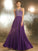 Chiffon Scoop Sleeveless A-Line/Princess Crystal Floor-Length Dresses