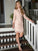 3/4 Sheath/Column Lace Neck High Sleeves Applique Short/Mini Homecoming Dresses